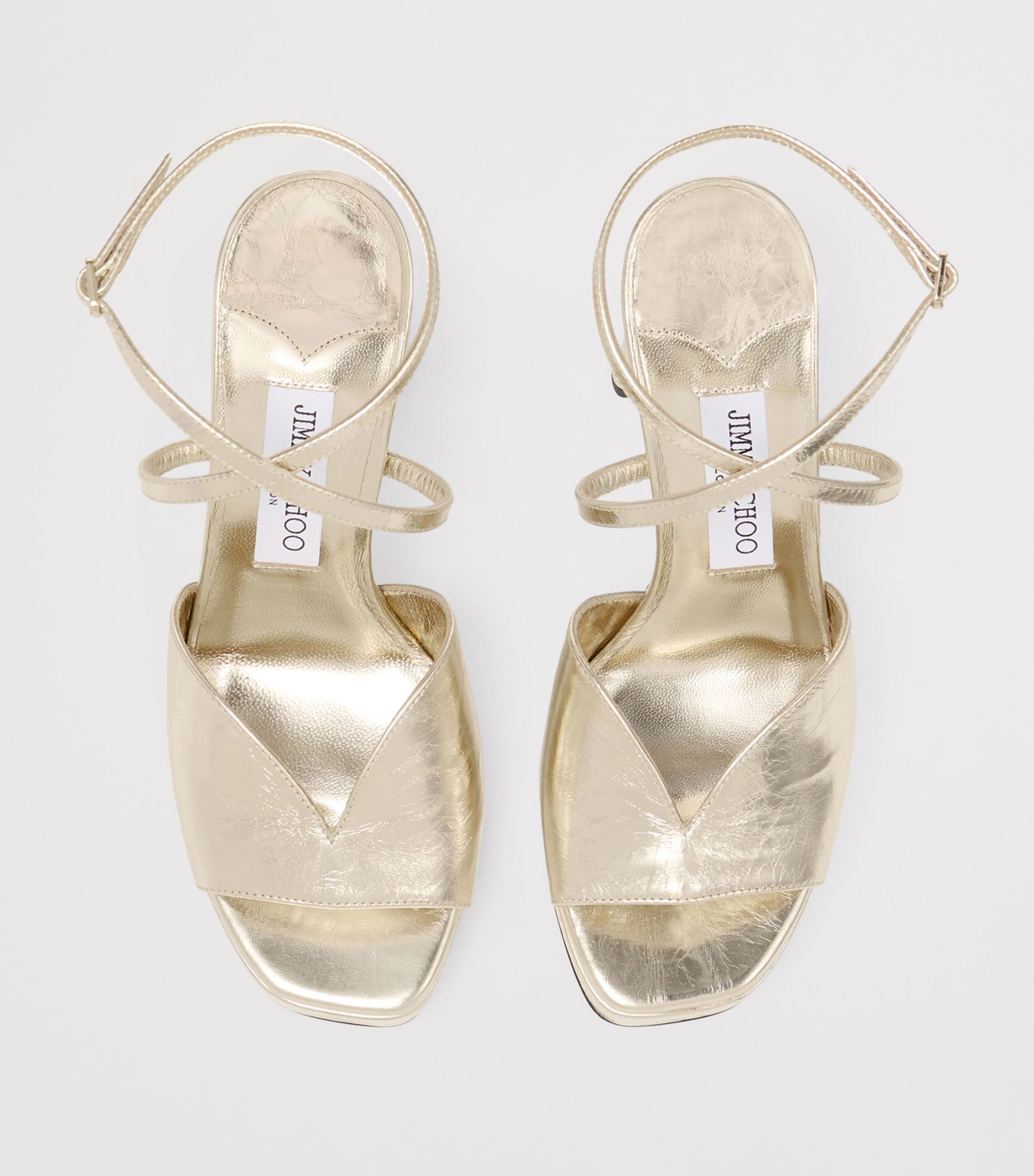 Jimmy Choo Gold Karli 125 Metallic Leather Platform Sandals