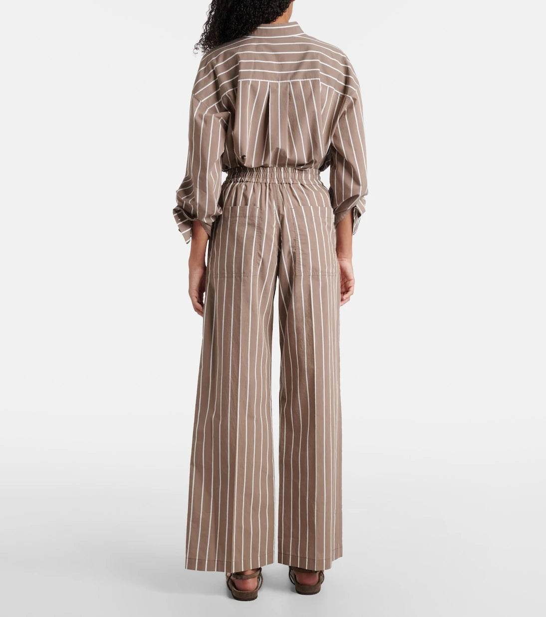 Brunello Cucinelli - Striped cotton-blend wide-leg pants
