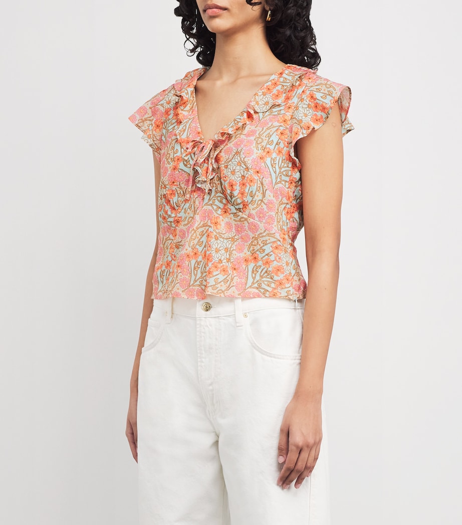 PAIGE Multi Floral Farrow Crop Top