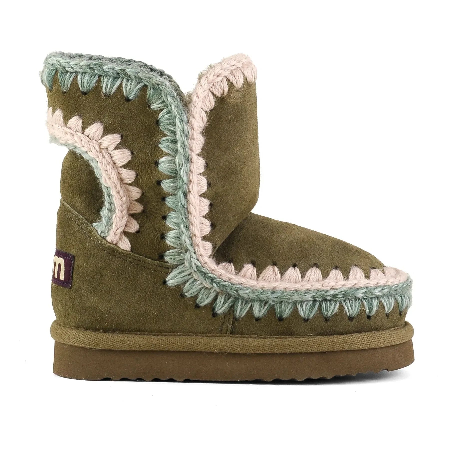 Mou - Eskimo Suede Overstitched Boots | Khaki