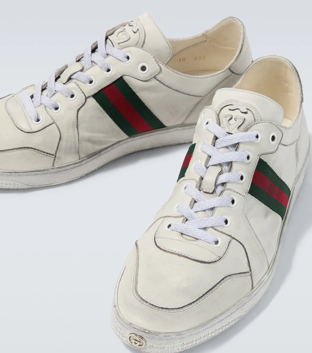 Gucci - Stretch Web Stripe leather sneakers