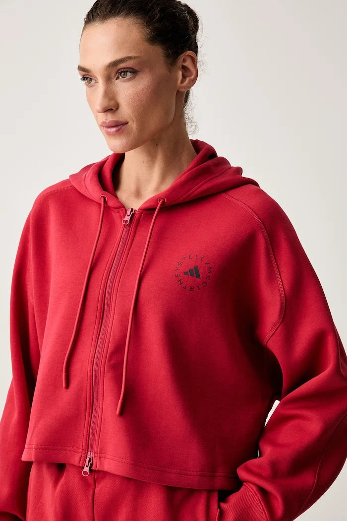 adidas by Stella McCartney fermuarlı kapüşonlu kadın pamuklu sweatshirt