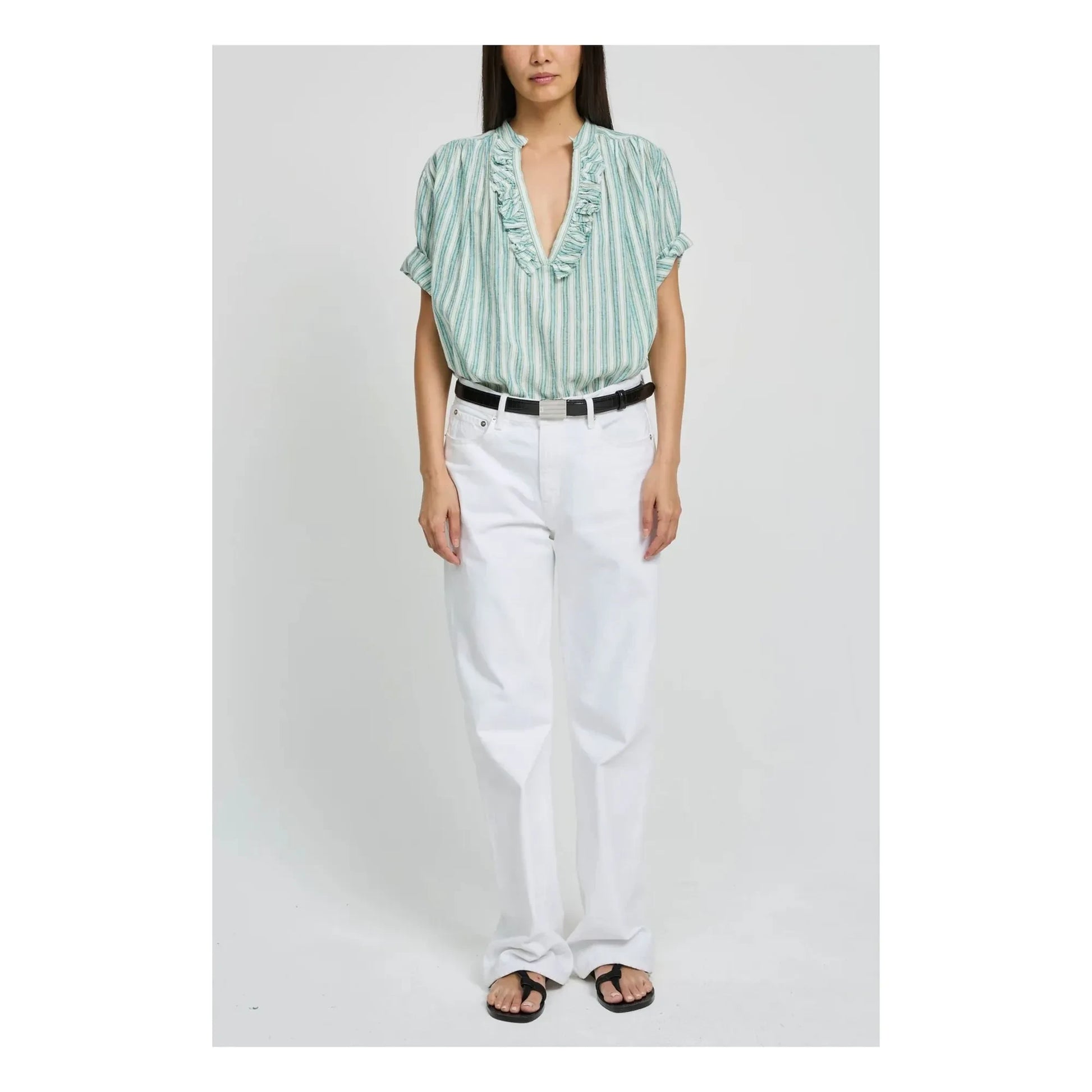 Laurence Bras - Dida Cotton Striped Blouse | Pale green