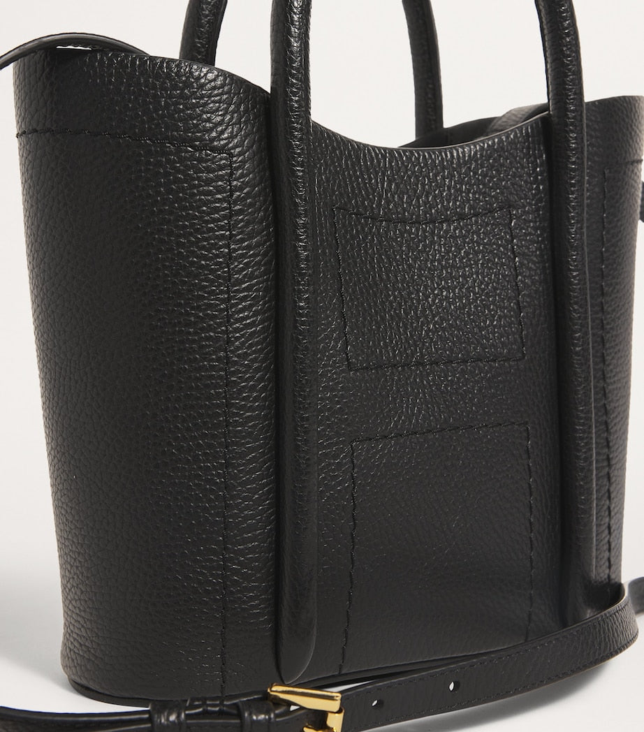 Black Grab Leather Rope Tote Bag