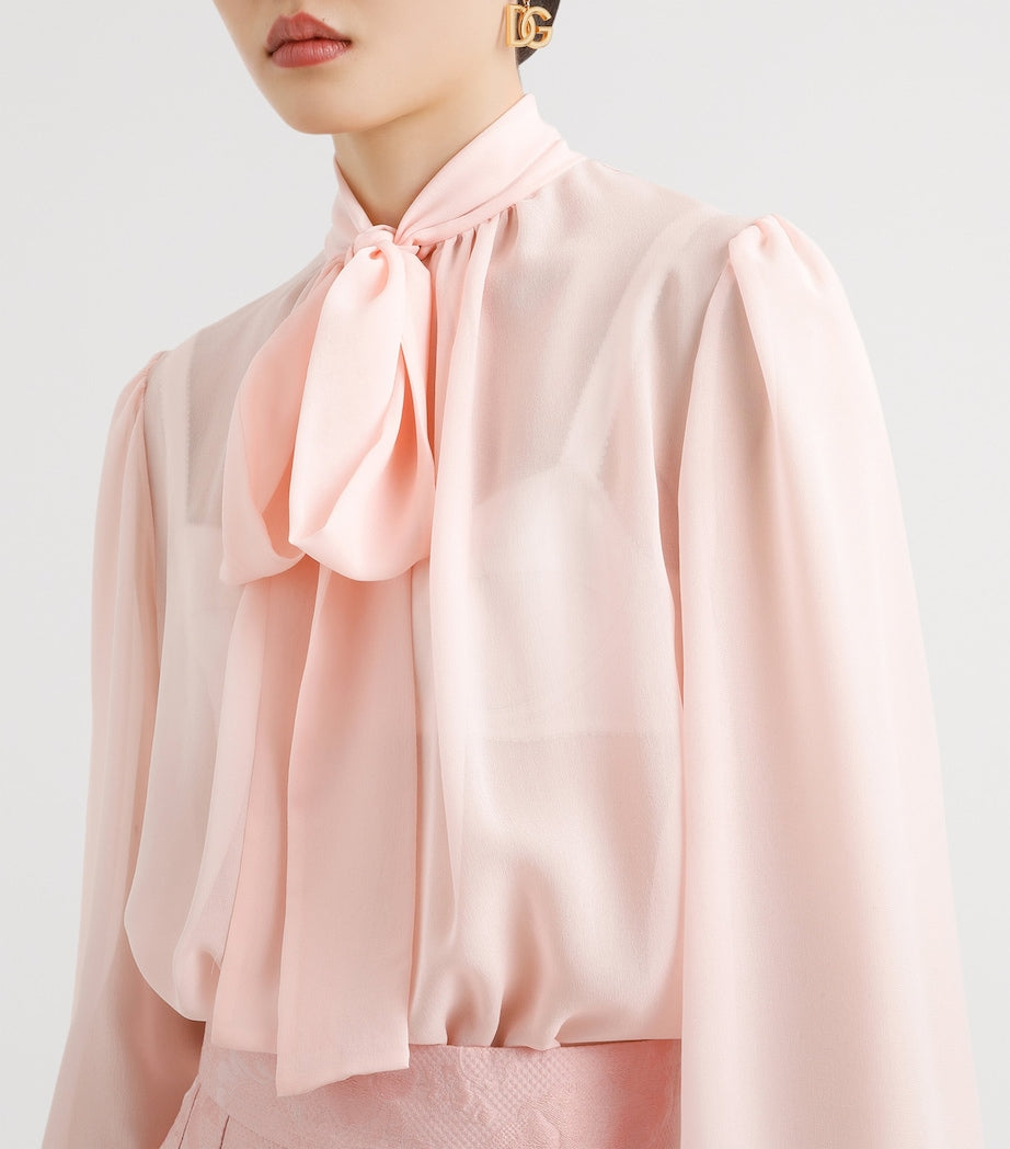 Dolce & Gabbana Silk Georgette Bow-Detail Blouse