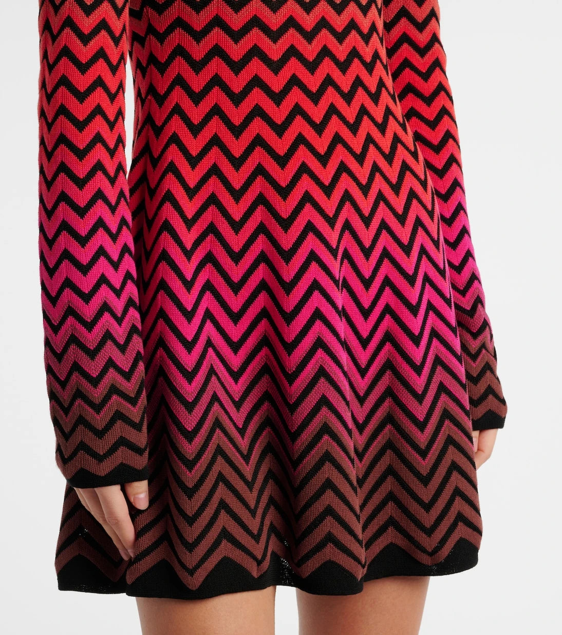 Missoni - فستان قصير من مزيج قطن بنقشة الزيك زاك المتدرجة