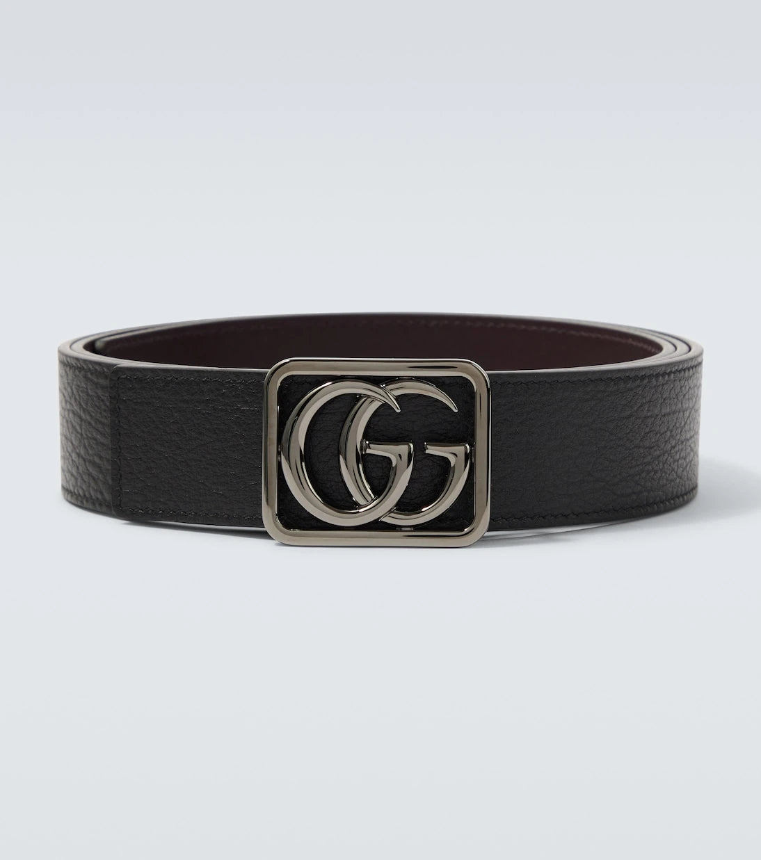 Gucci - حزام جلد قابل للارتداء على الوجهين بشعار GG مزدوج