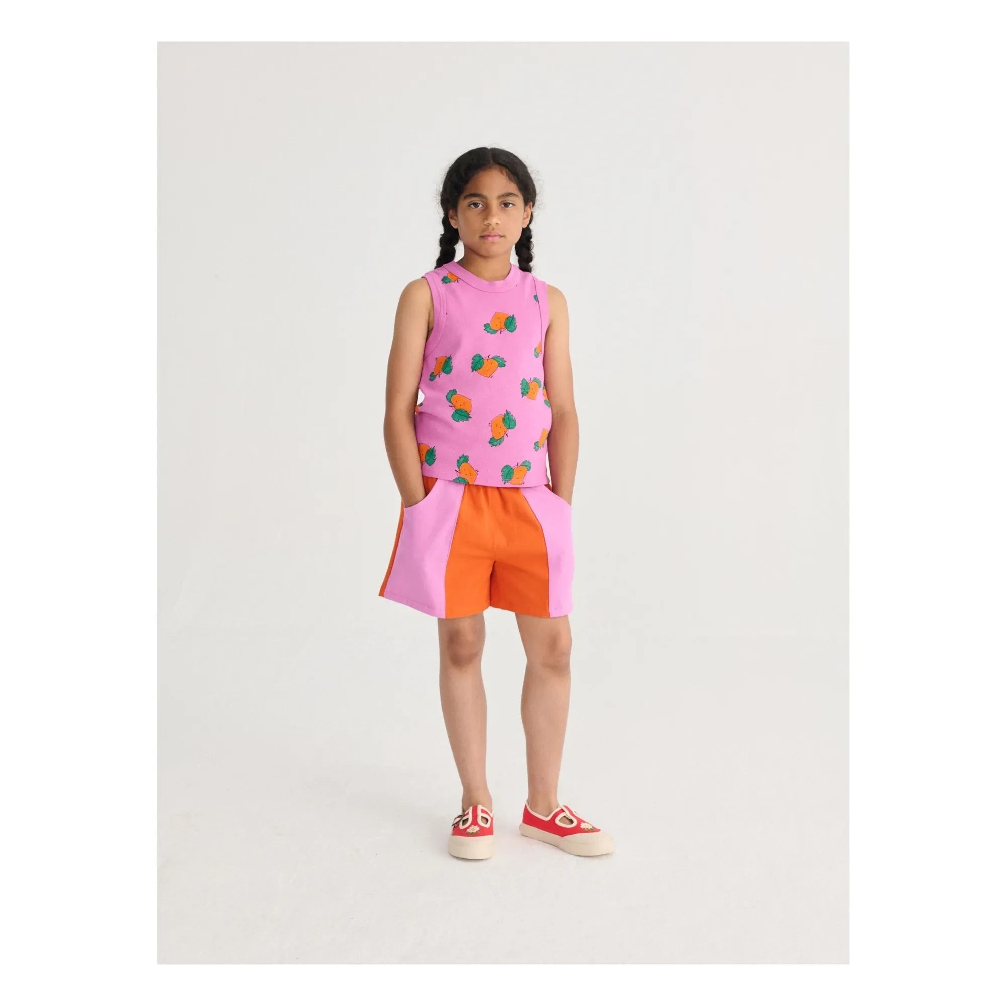 Bobo Choses - Colorblock Organic Cotton Shorts | Orange