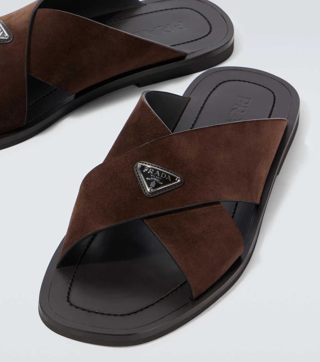 Prada - Logo suede and leather sandals