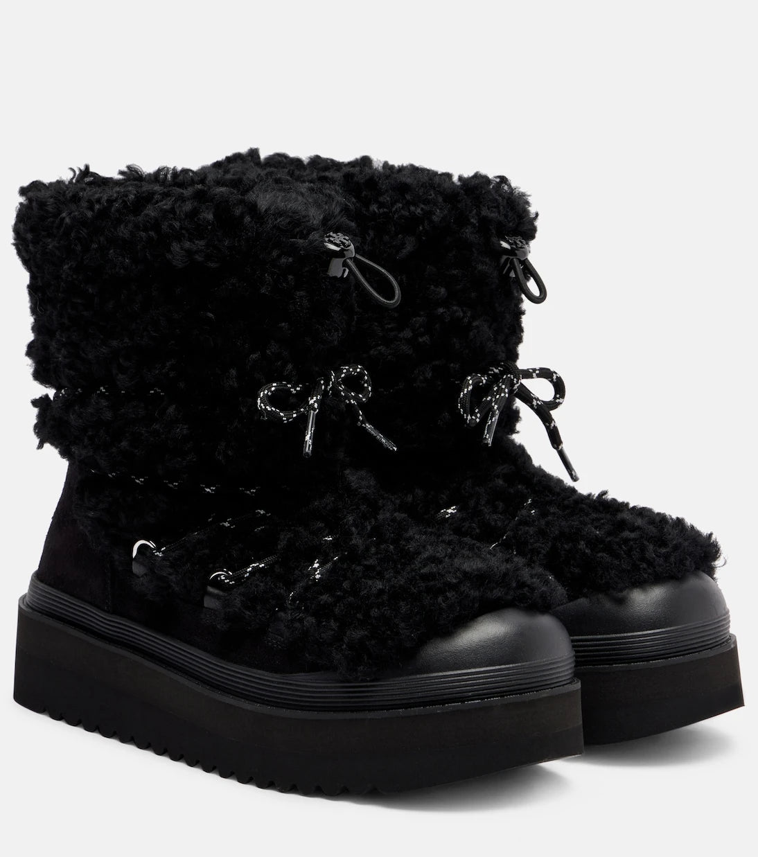 Tory Burch - Mellow shearling and suede lace-up boots