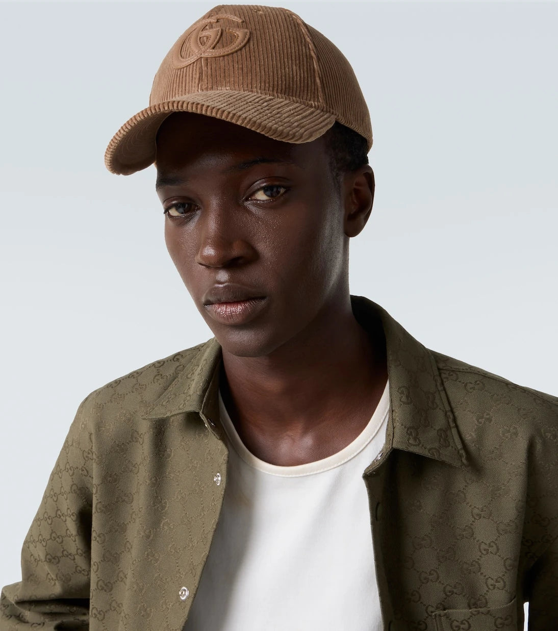 Gucci - قبعة بيسبول من قماش الكوردروي القطني بشعار GG المزدوج