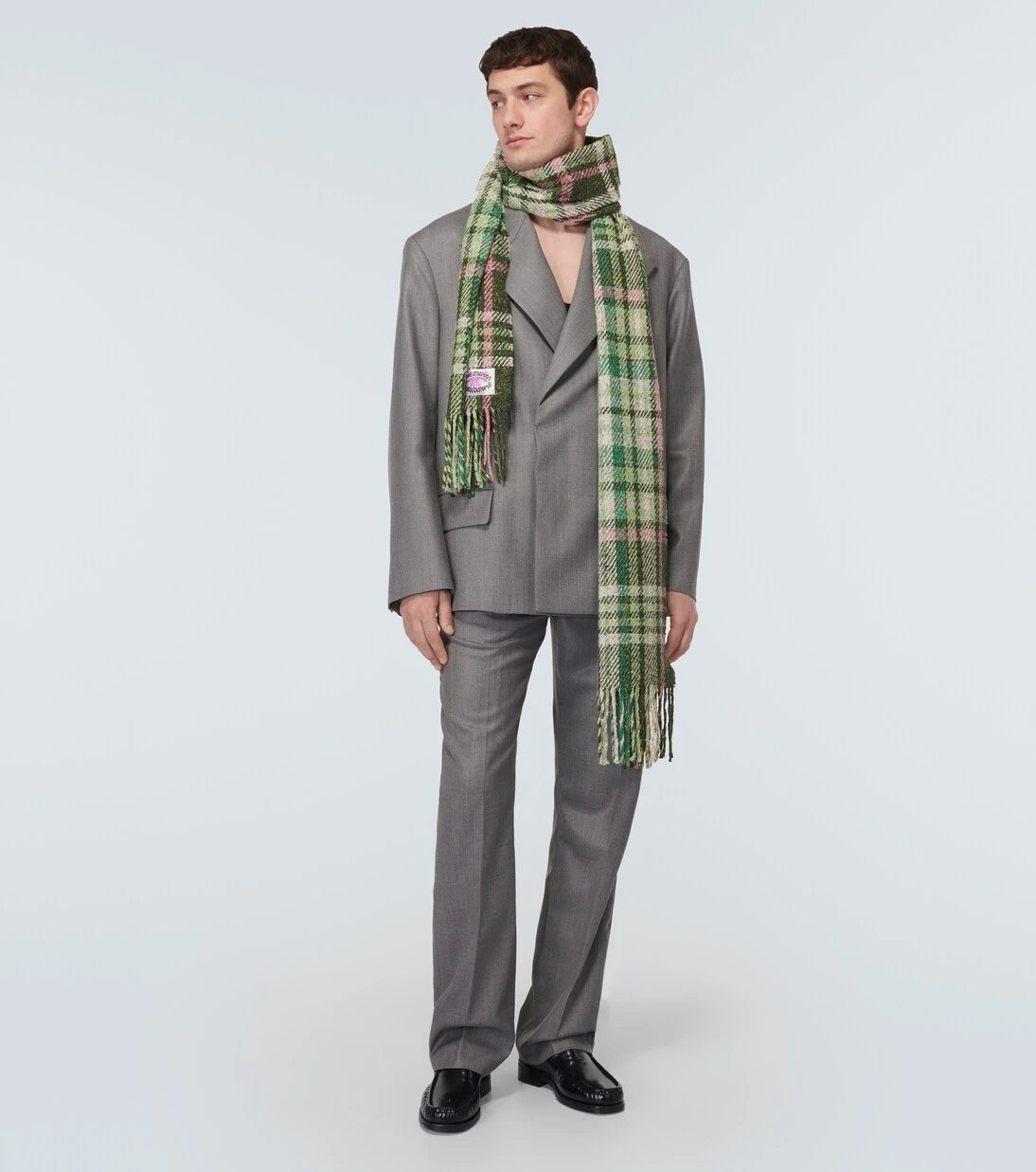 Acne Studios - وشاح كاروهات مزين بشراشيب