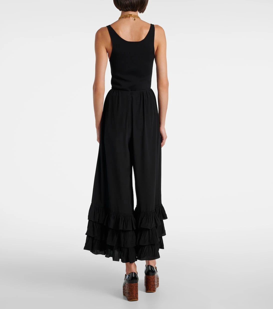 Chloé - Layered crêpe de chine wide-leg pants