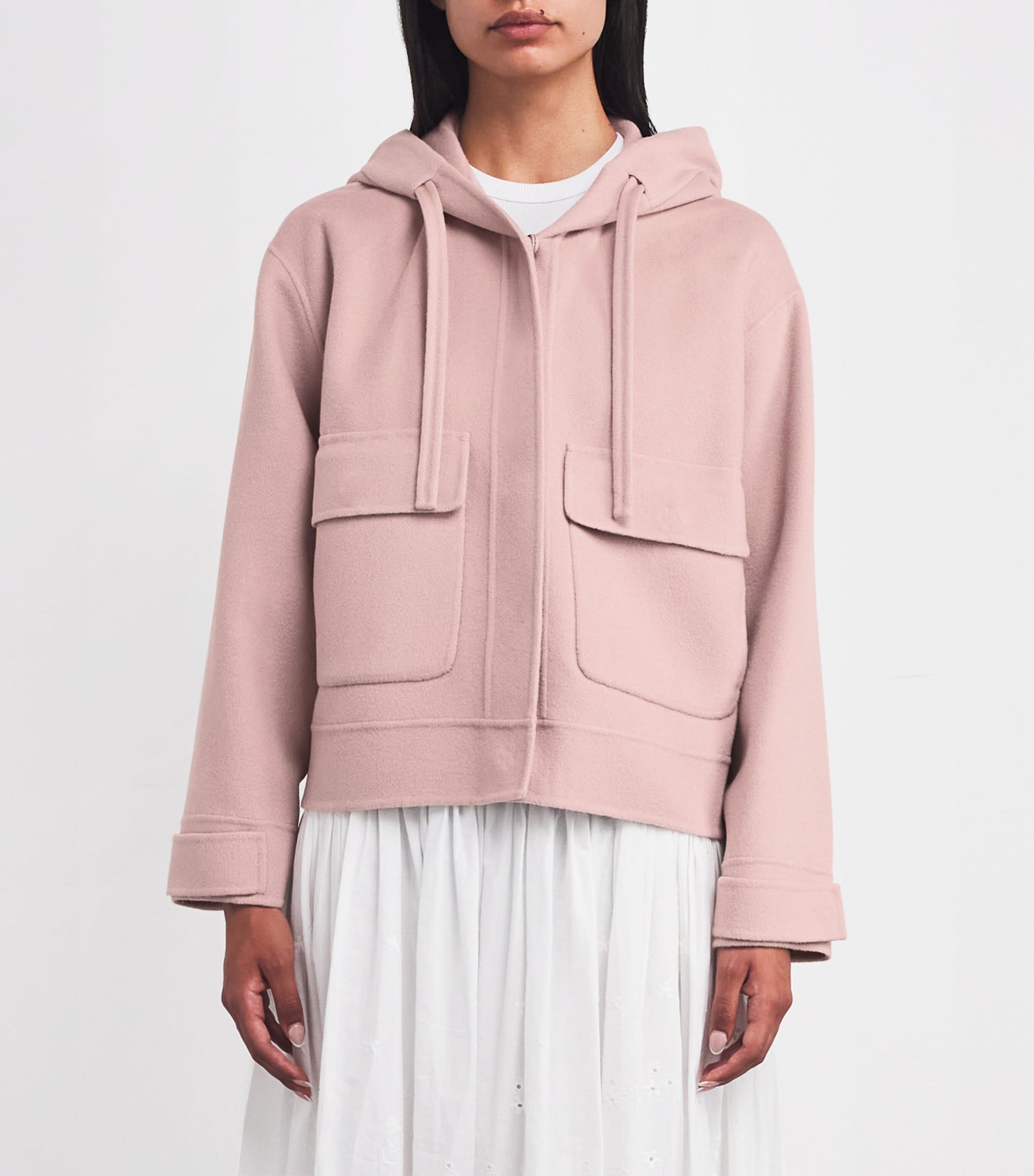 Weekend Max Mara Pink Wool-Blend Hooded Jacket