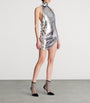 Silver Sequinned Halterneck Mini Dress