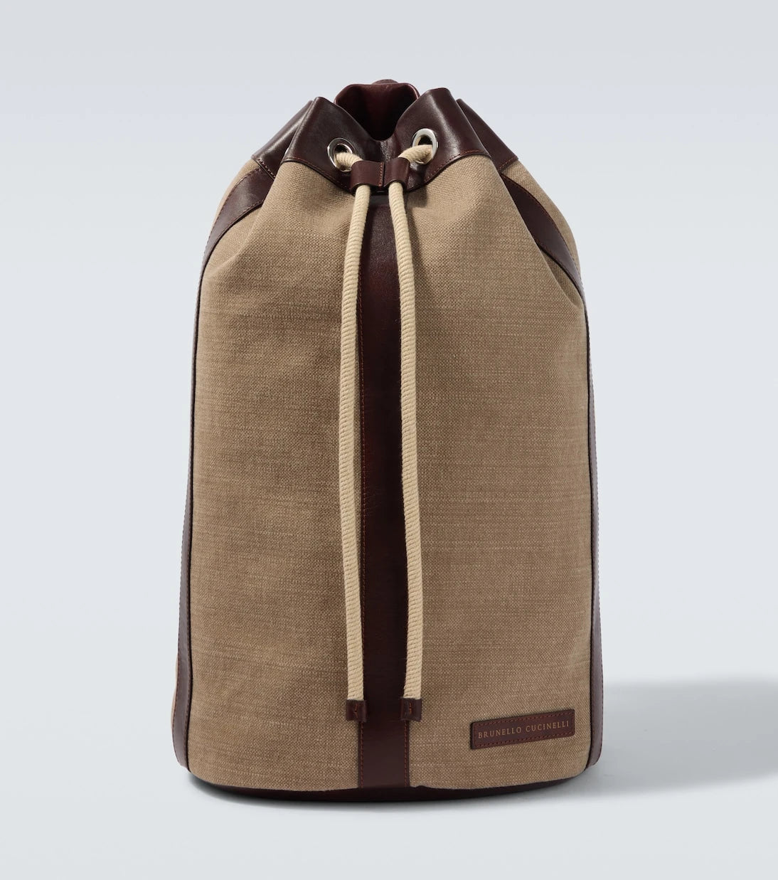 Brunello Cucinelli - Leather-trimmed canvas backpack