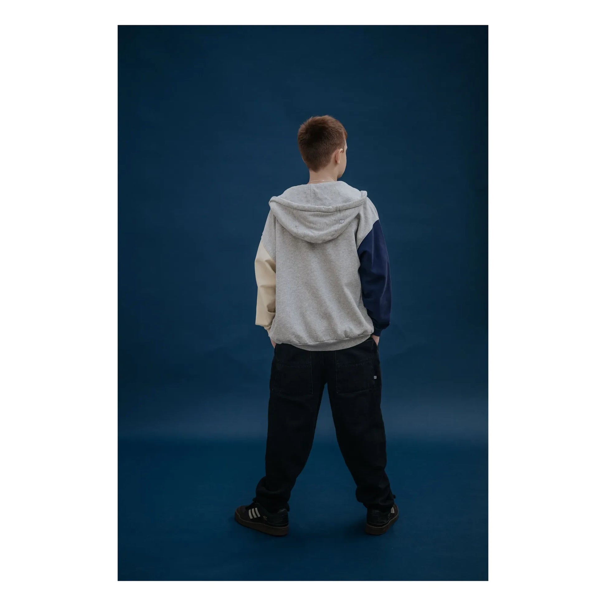 Repose AMS - Organic Cotton Tricolor Zip Sweat Top | Grey