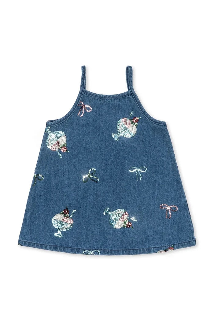 Детска дънкова рокля Konges Sløjd MAGOT SEQUIN STRAP DRESS GOTS