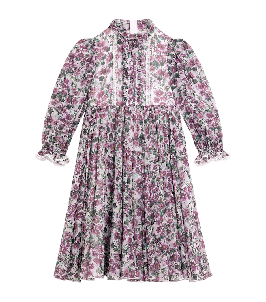 Dolce & Gabbana Kids Silk Crepe Violet Print Dress (8-12+ Years)