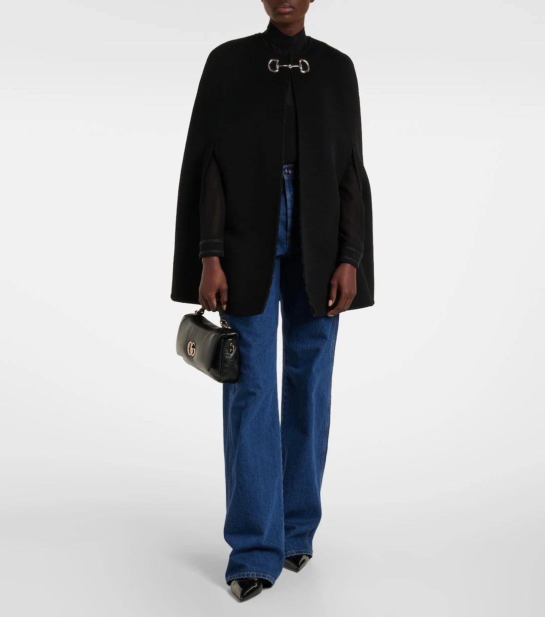 Gucci - Horsebit wool and silk cape