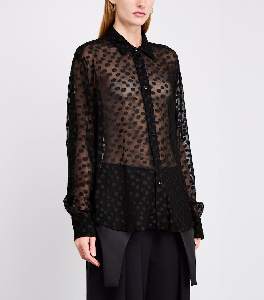 Stella McCartney Black Organic Silk-Blend Polka-Dot Blouse