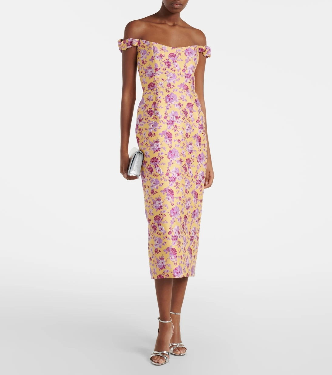 Markarian - Amara floral off-shoulder brocade midi dress