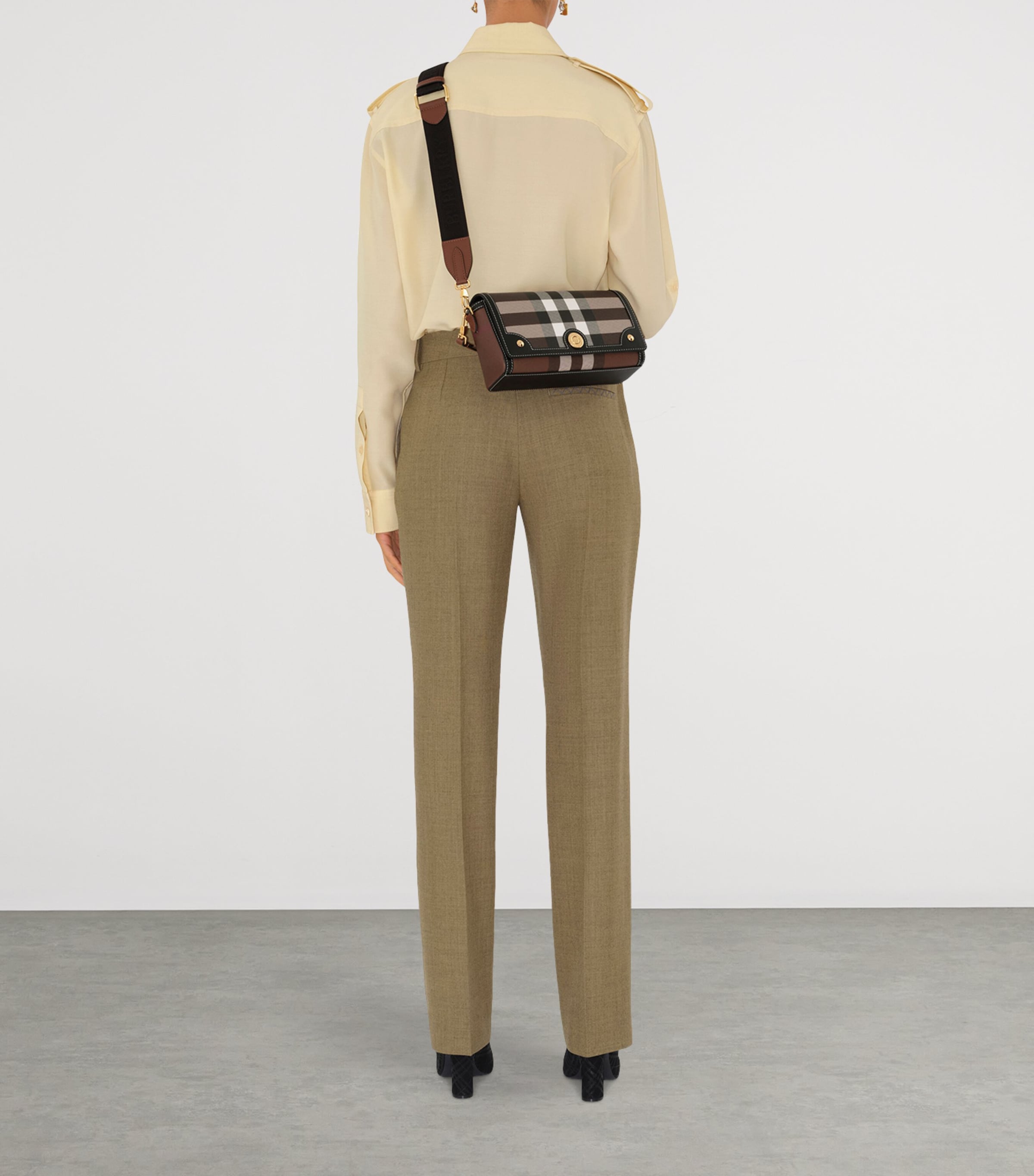 Brown Check Top-Handle Bag