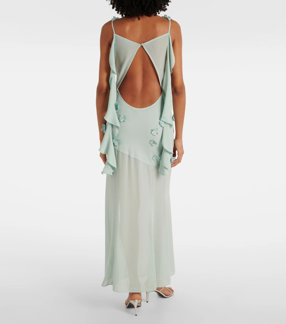 Rotate - Floral-appliqué ruffled gown