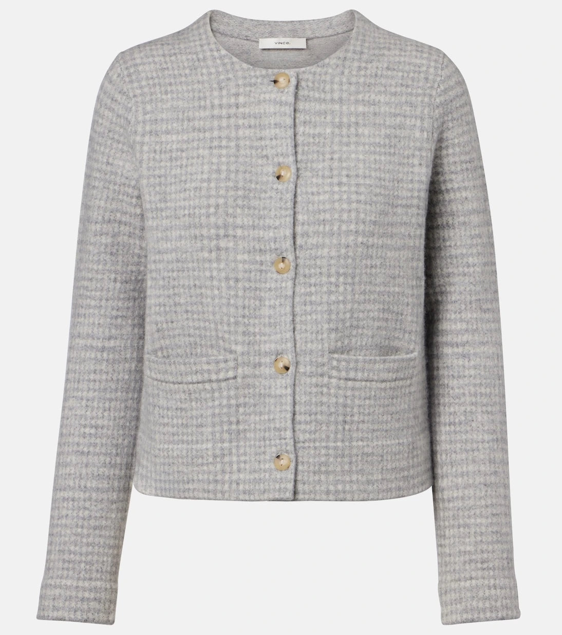Vince - Checked wool and cashmere cardigan