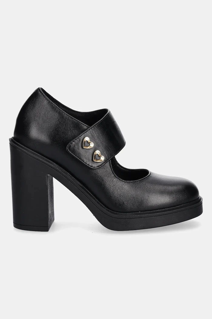 Кожени обувки с дебел ток Love Moschino