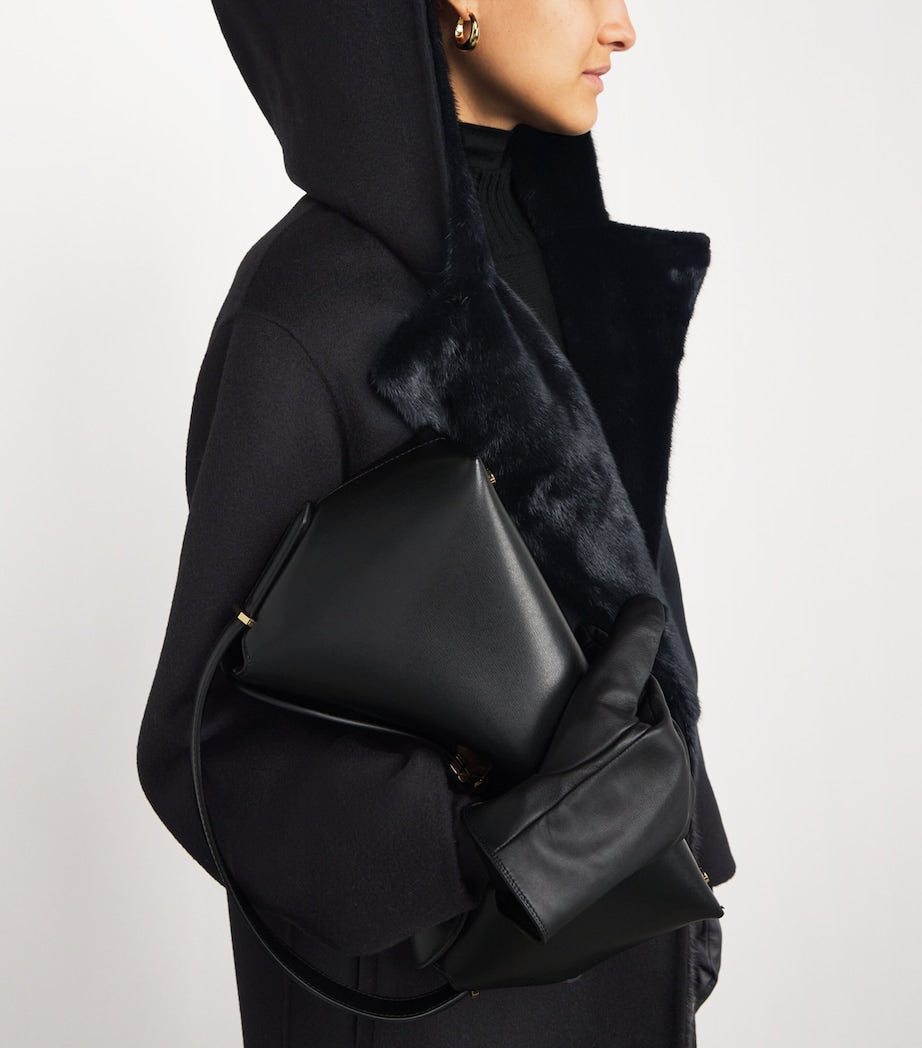 Hooded Mink Fur-Trim Coat