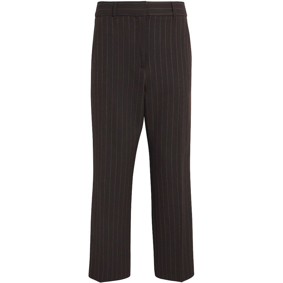 ME+EM Brown Pinstripe Cropped Slim Trousers