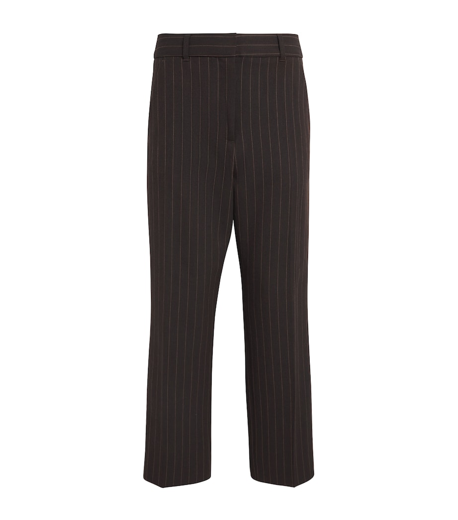 ME+EM Brown Pinstripe Cropped Slim Trousers