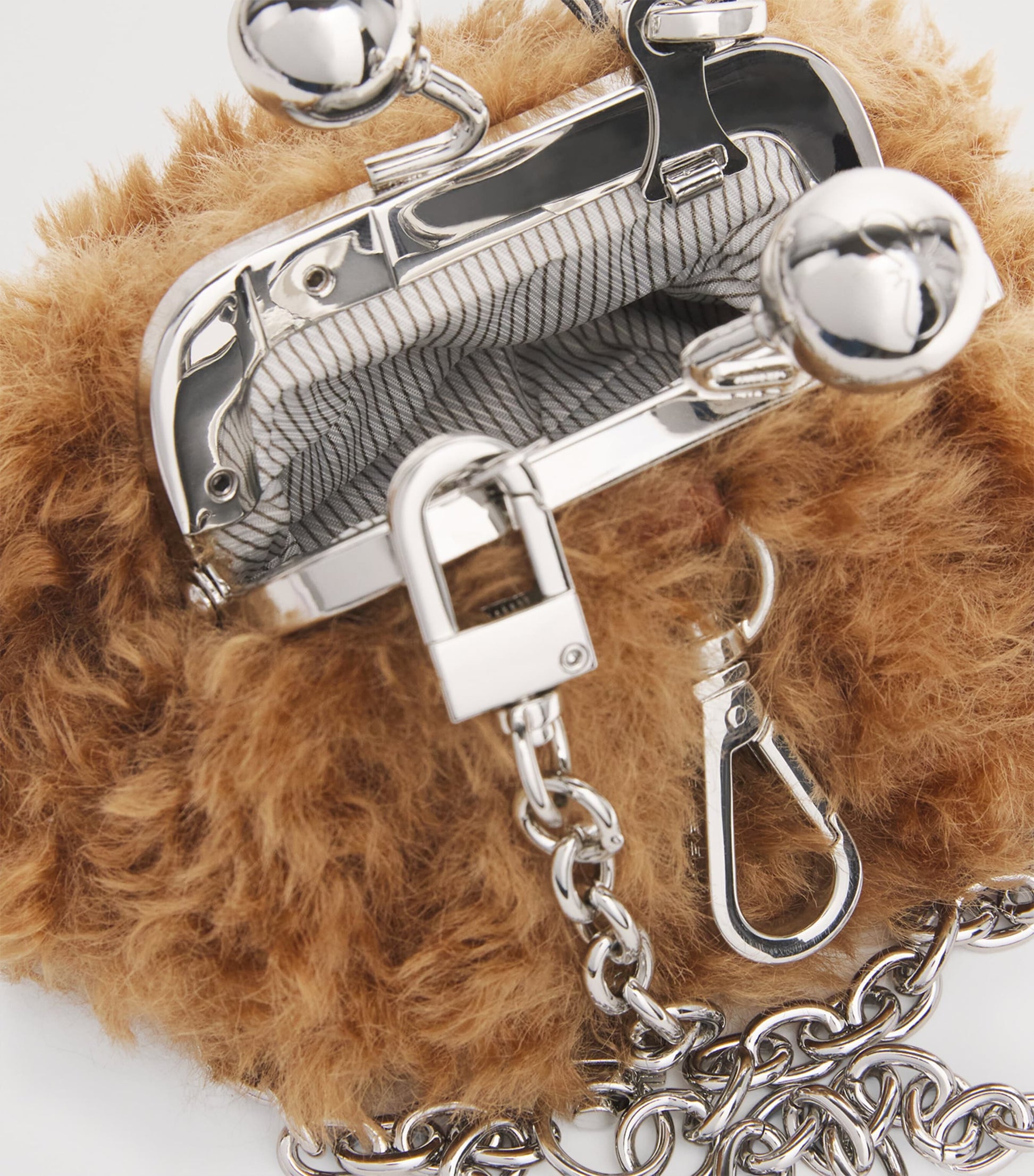 Weekend Max Mara Pink Faux Fur Pasticcino Nano Bag