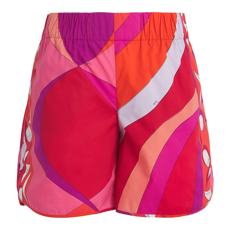 Multi Cotton Marmo Print Shorts