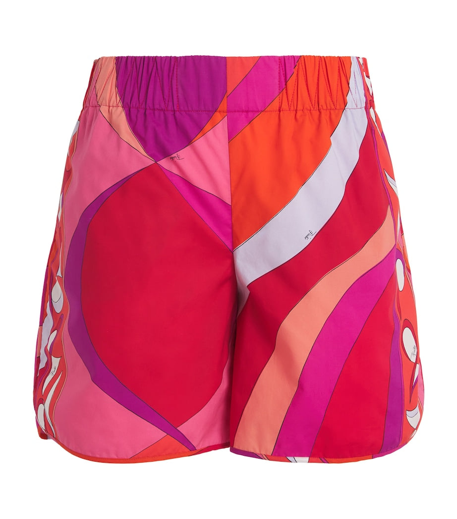 Multi Cotton Marmo Print Shorts
