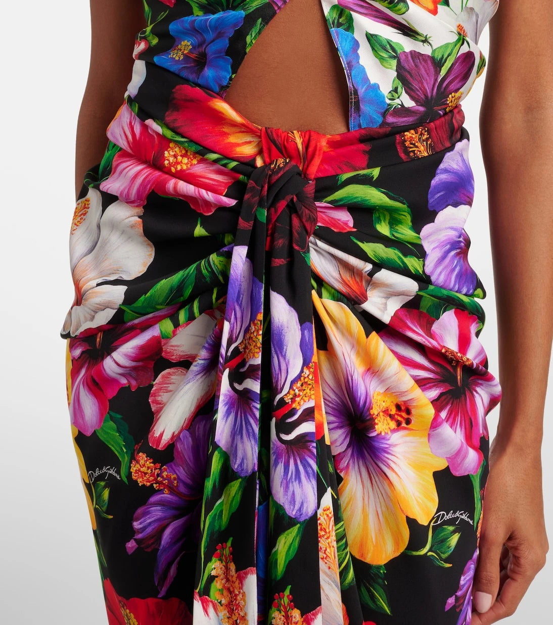 Dolce&Gabbana - Draped floral silk-blend midi skirt