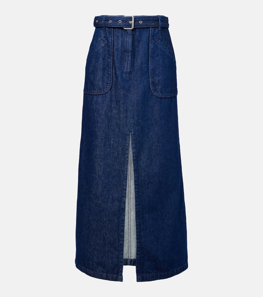 Dries Van Noten - Belted denim maxi skirt
