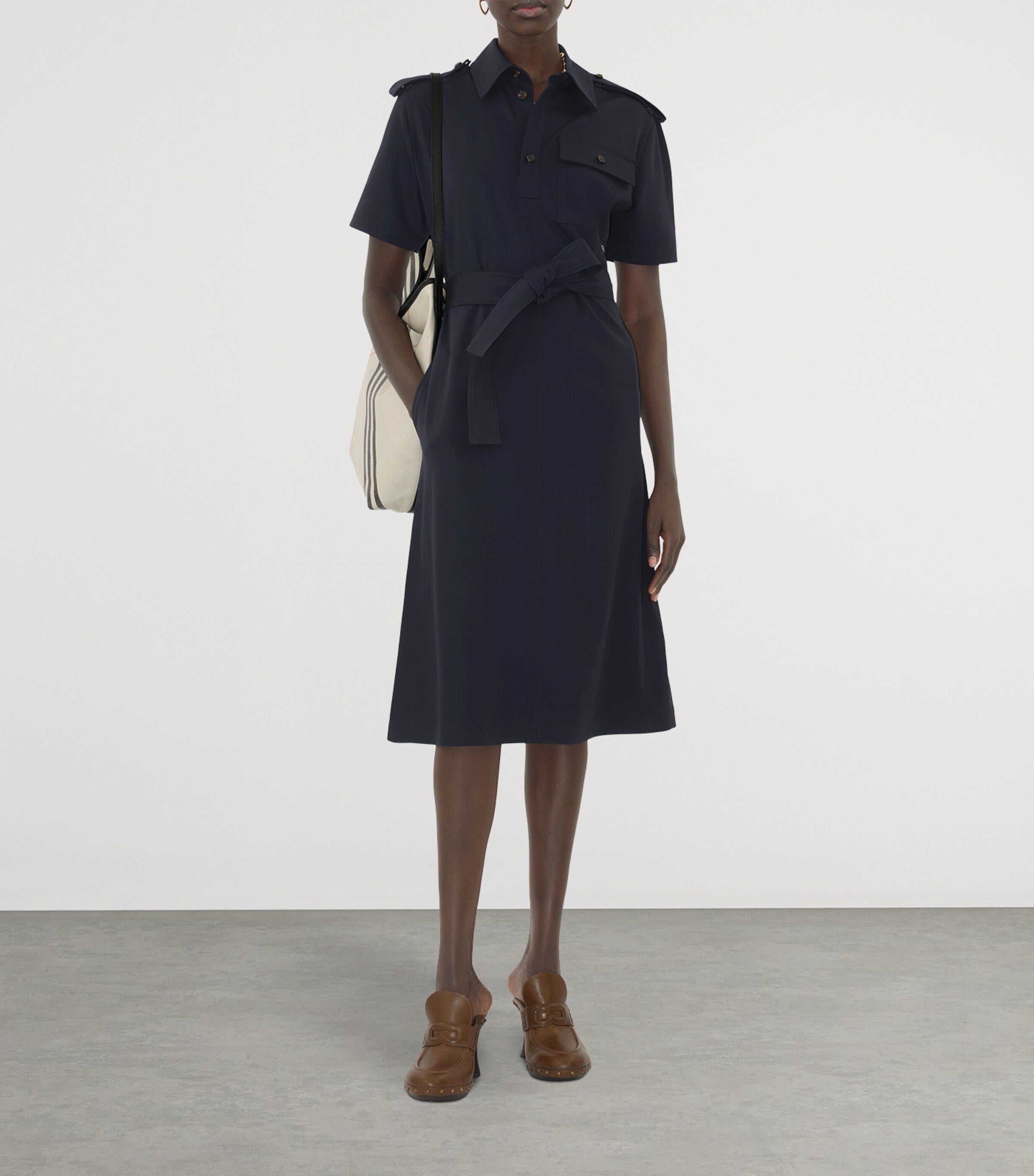Burberry Navy Wool Mini Shirt Dress