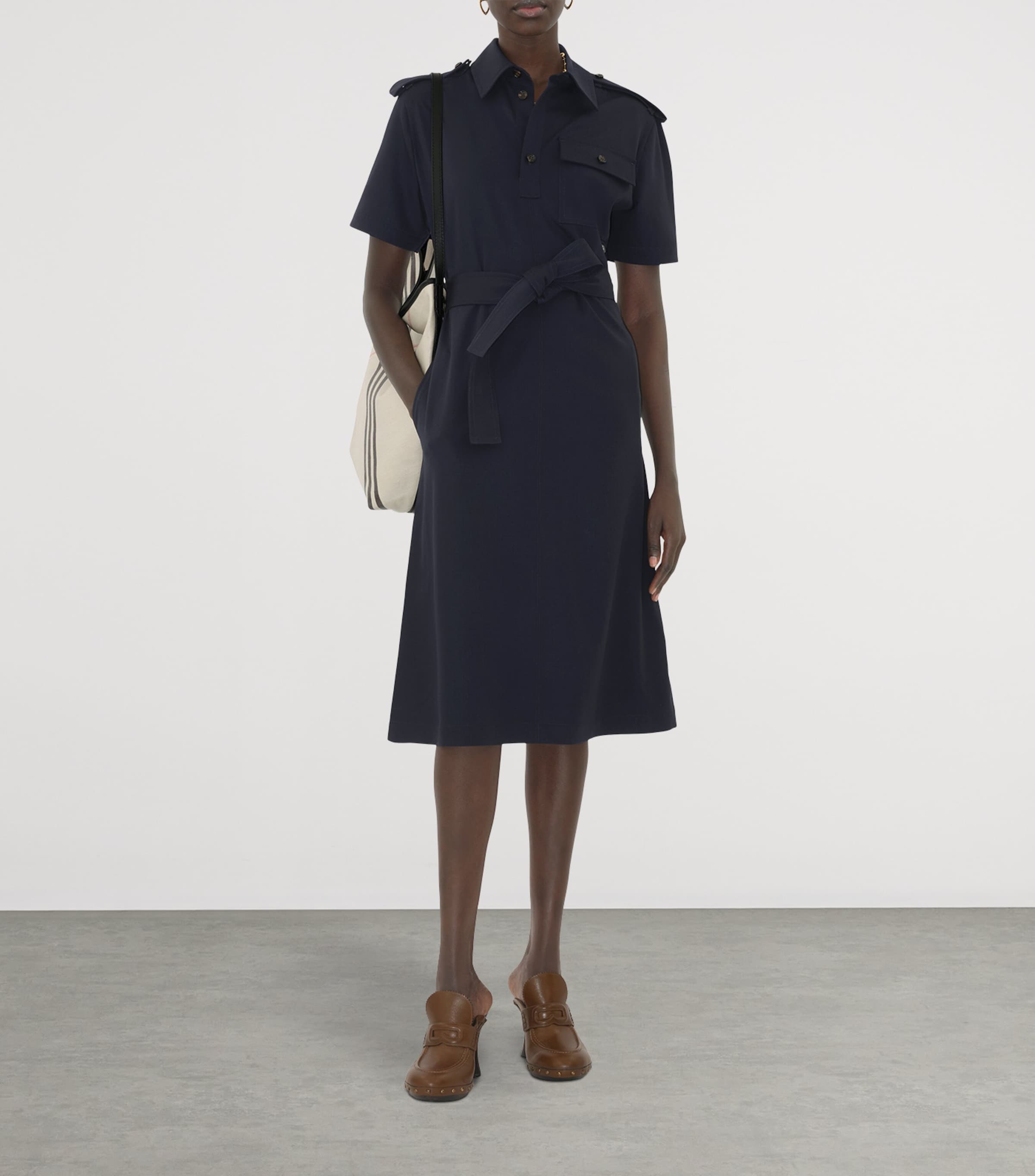 Burberry Navy Wool Mini Shirt Dress