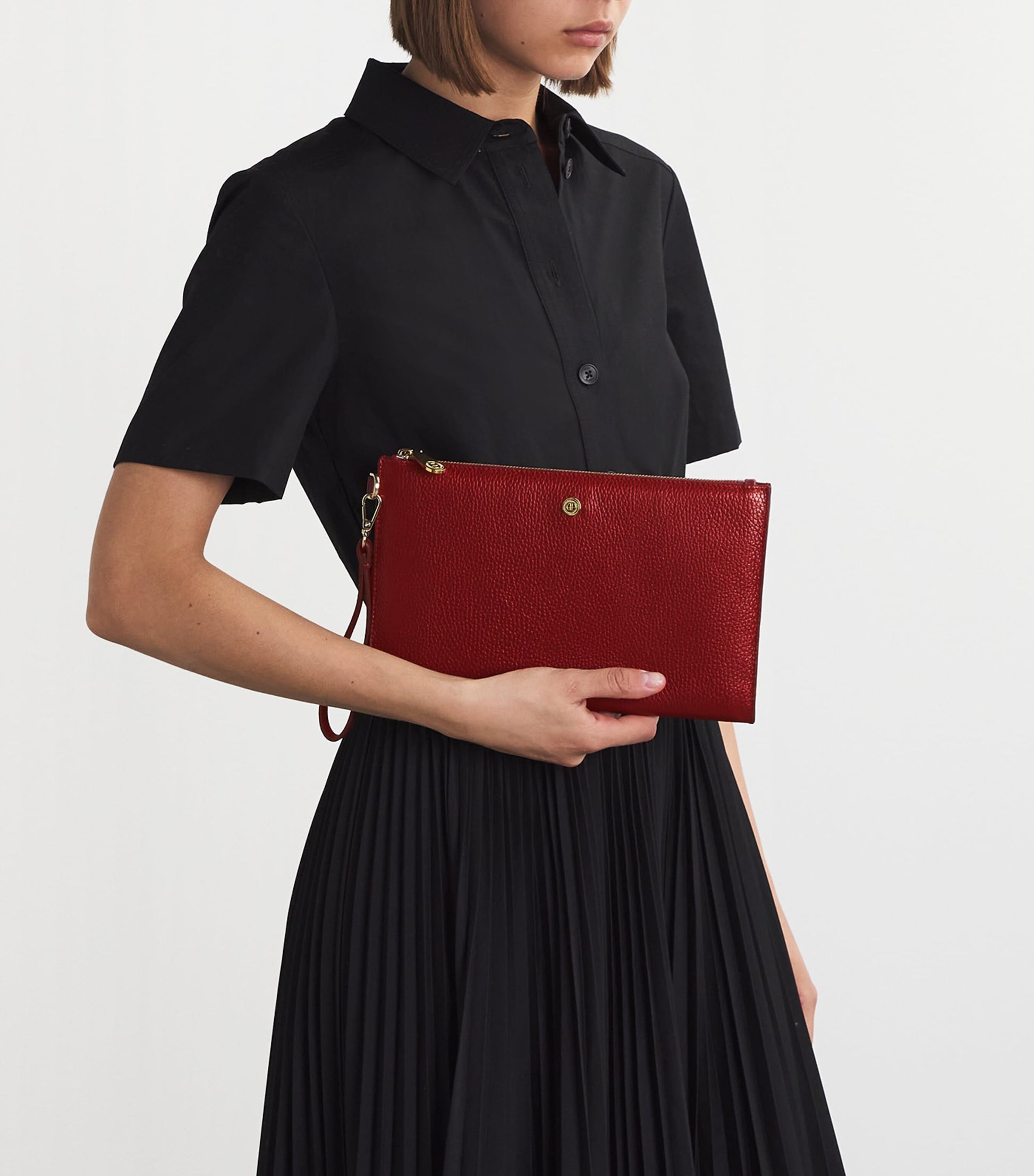 Medium Pebbled Leather Pouch BURGUNDY