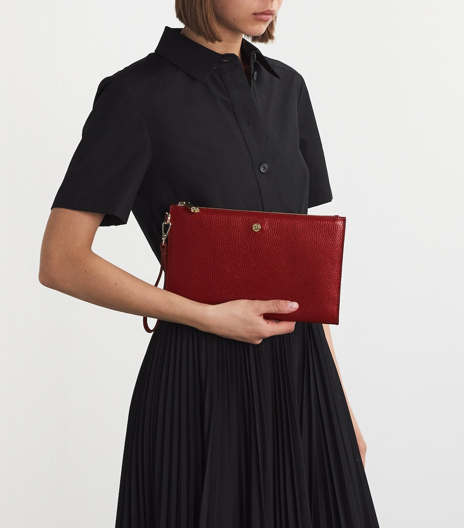 Medium Pebbled Leather Pouch BURGUNDY