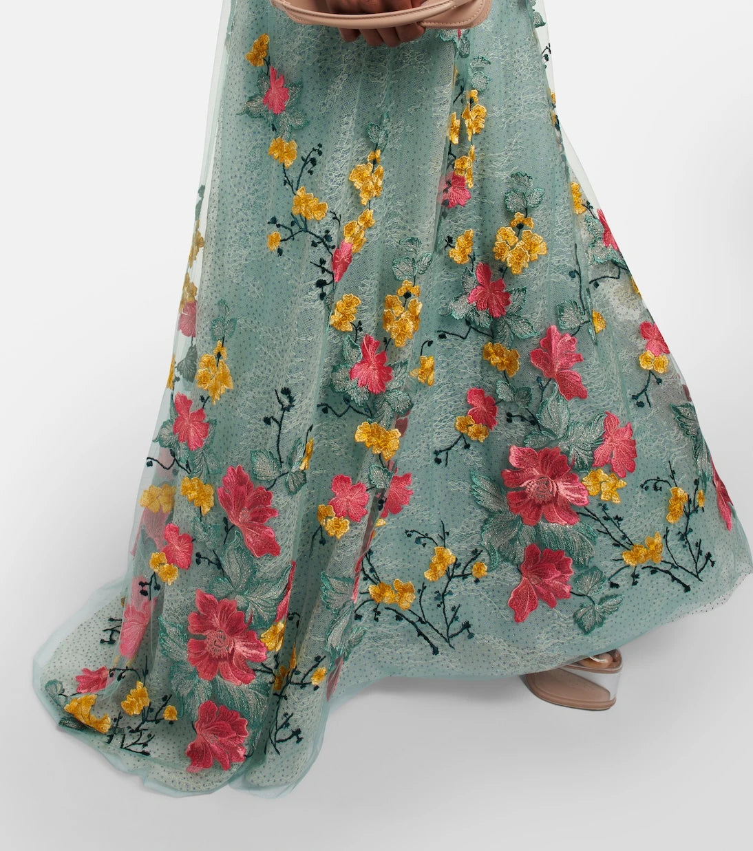 Costarellos - Liana embroidered Chantilly lace gown