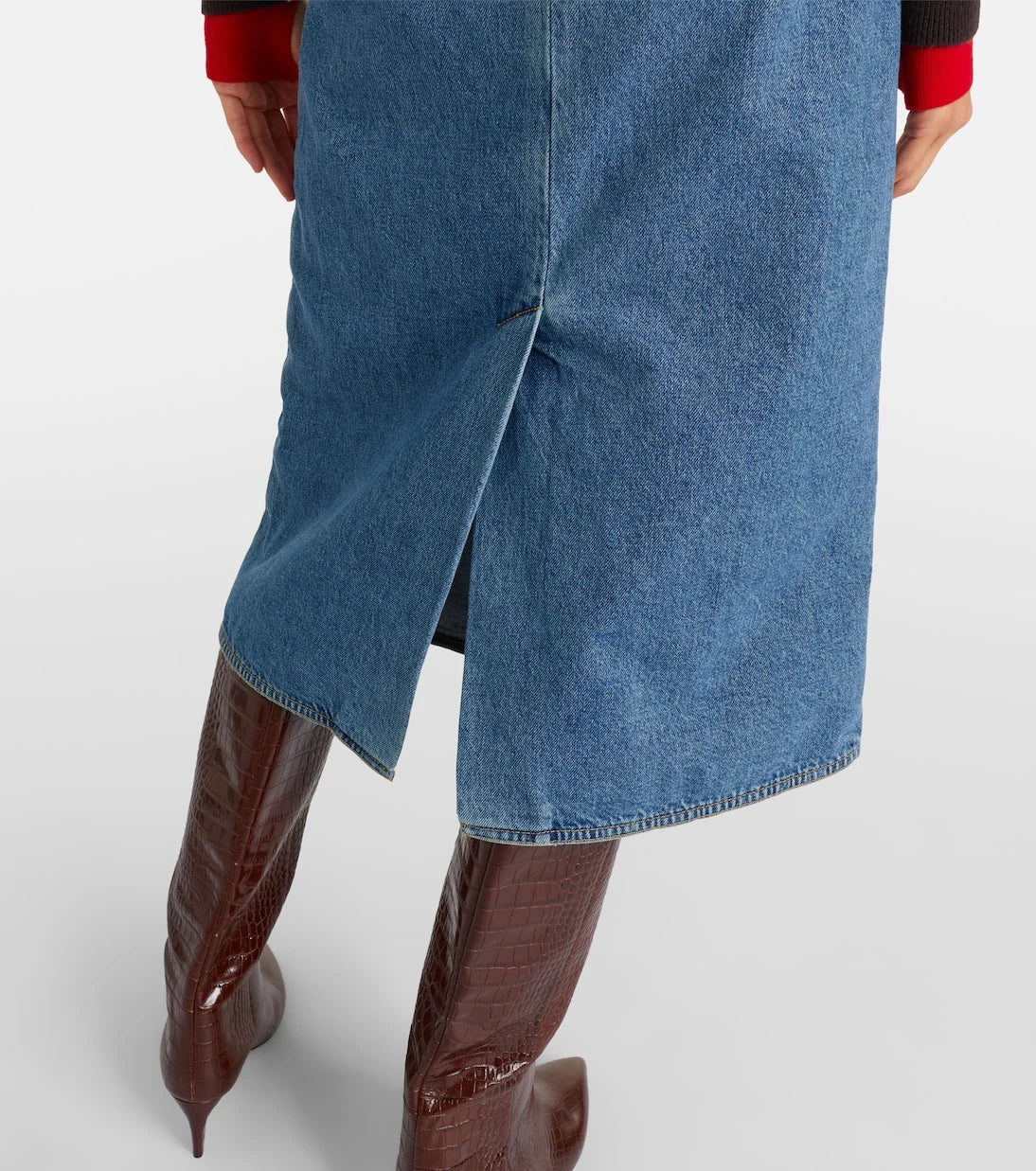 Plan C - Peplum denim midi skirt