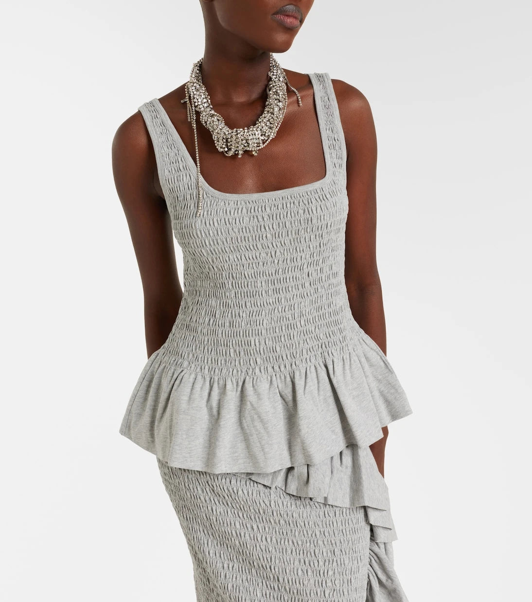 Dries Van Noten - Smocked cotton peplum top