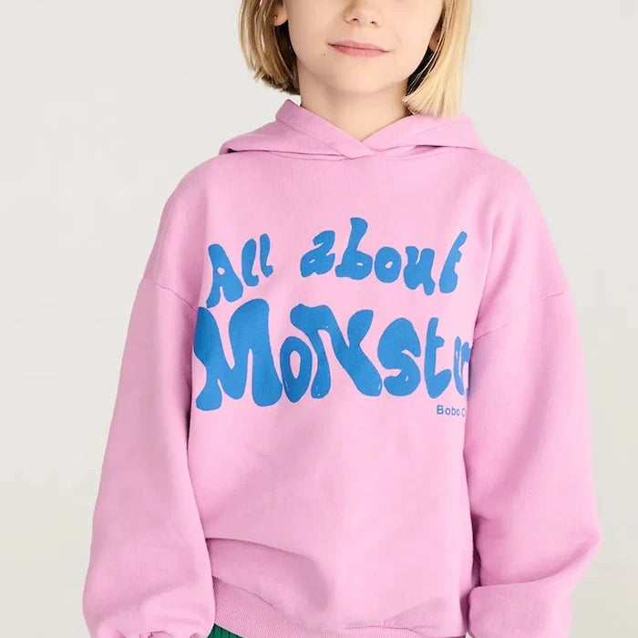 Bobo Choses Çocuklar için Pamuklu Kapüşonlu Sweatshirt All About Monsters