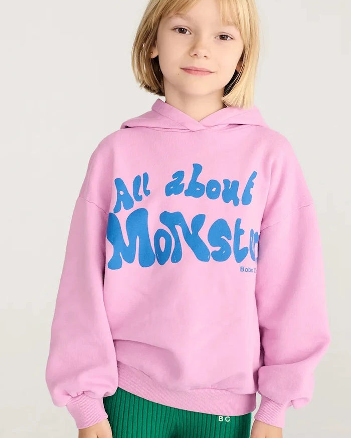 Bobo Choses Çocuklar için Pamuklu Kapüşonlu Sweatshirt All About Monsters