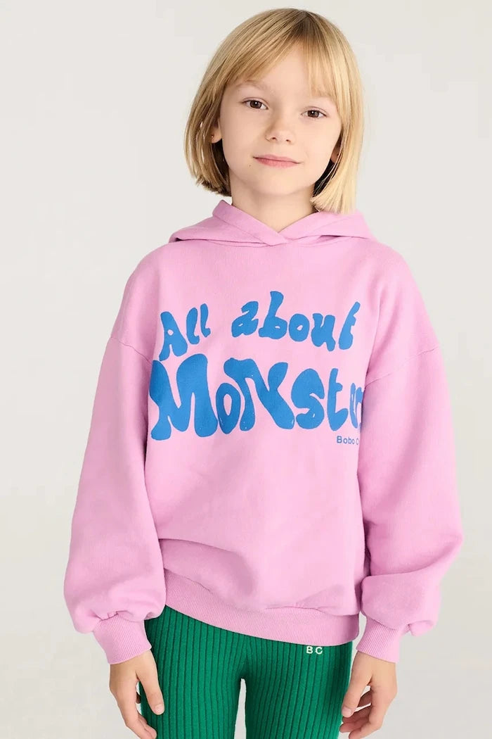 Bobo Choses Çocuklar için Pamuklu Kapüşonlu Sweatshirt All About Monsters