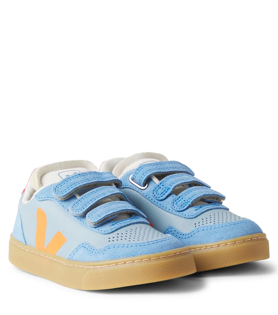 Veja Kids - V-90 suede-trimmed leather sneakers