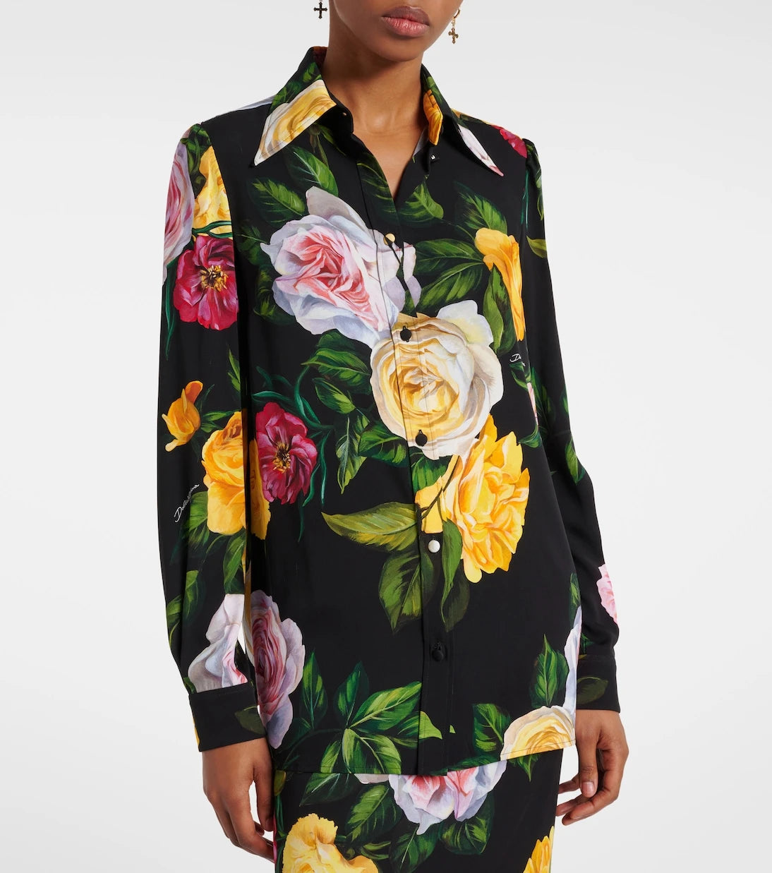 Dolce&Gabbana - Çiçekli ipek karışımlı şarmöz gömlek